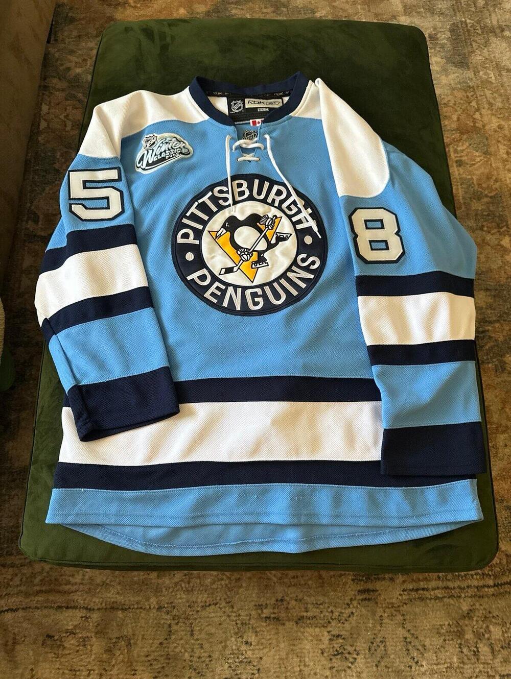 2009 Letang Pittsburgh Penguins Winter Classic Blue & White Rbk NHL